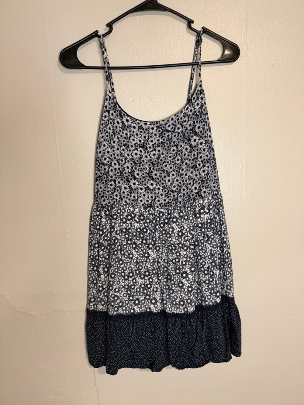 Women’s Navy Floral Mini Dress - Sleeveless Summer Dress